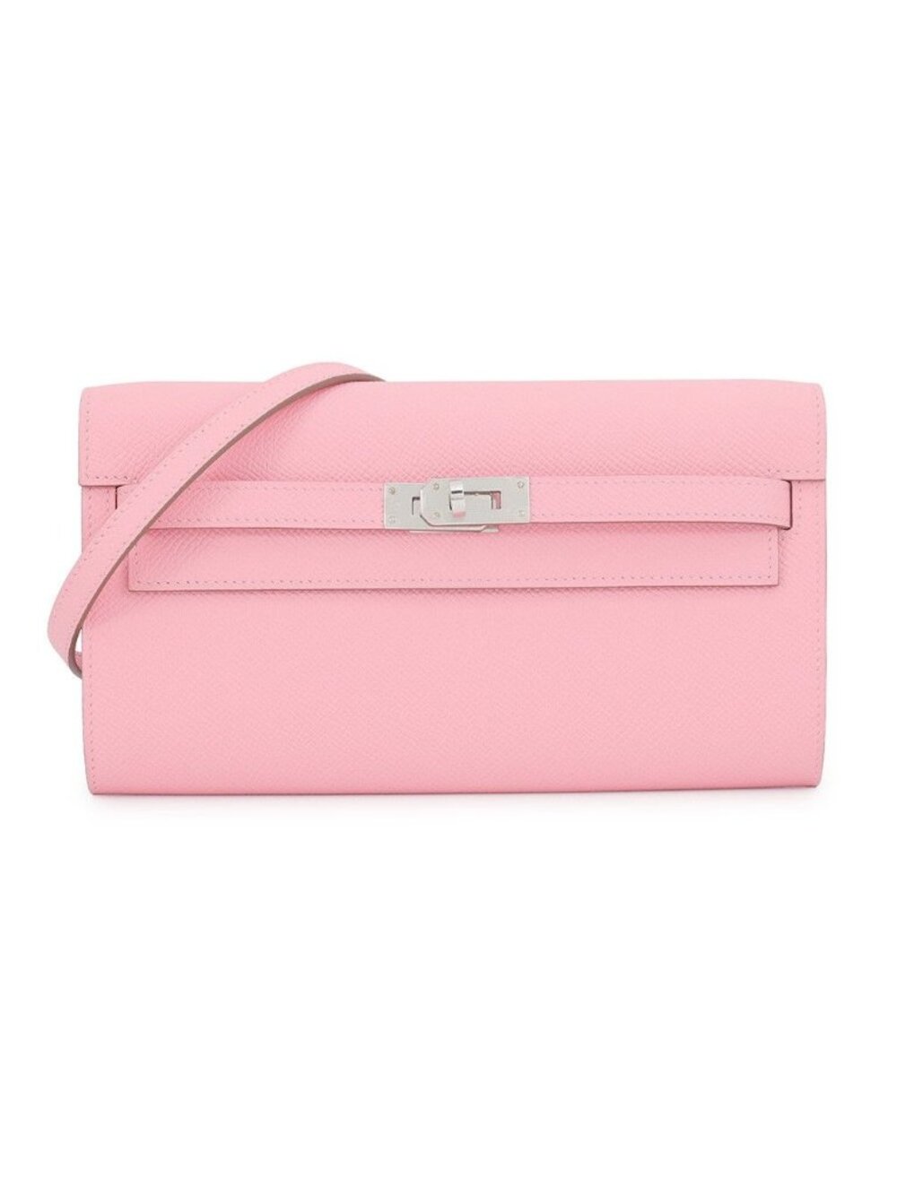 Hermes Kelly Wallet Long to Go Rose Sakura Silver Epsom